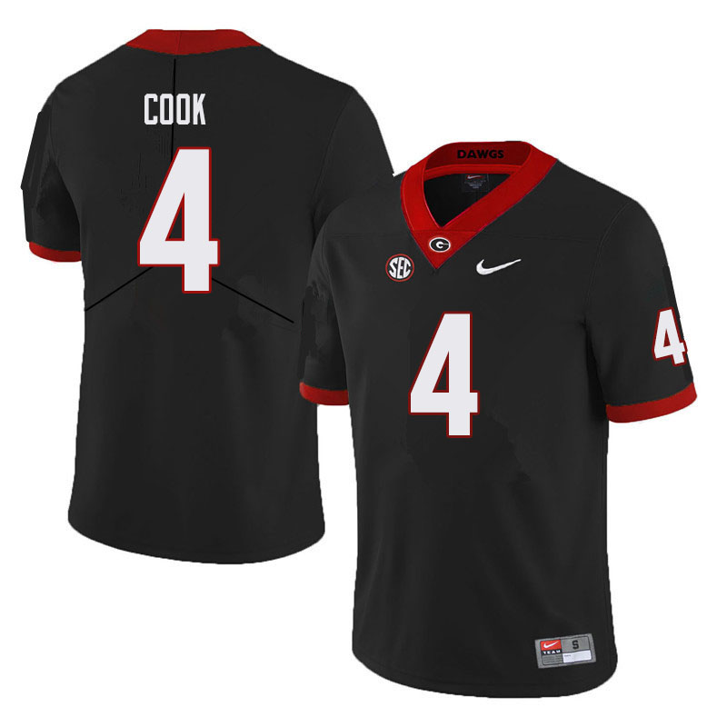 Men #4 James Cook Georgia Bulldogs College Football Jerseys Sale-Black - Click Image to Close